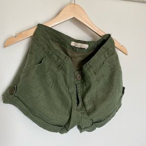 Green/Olive Linen Shorts